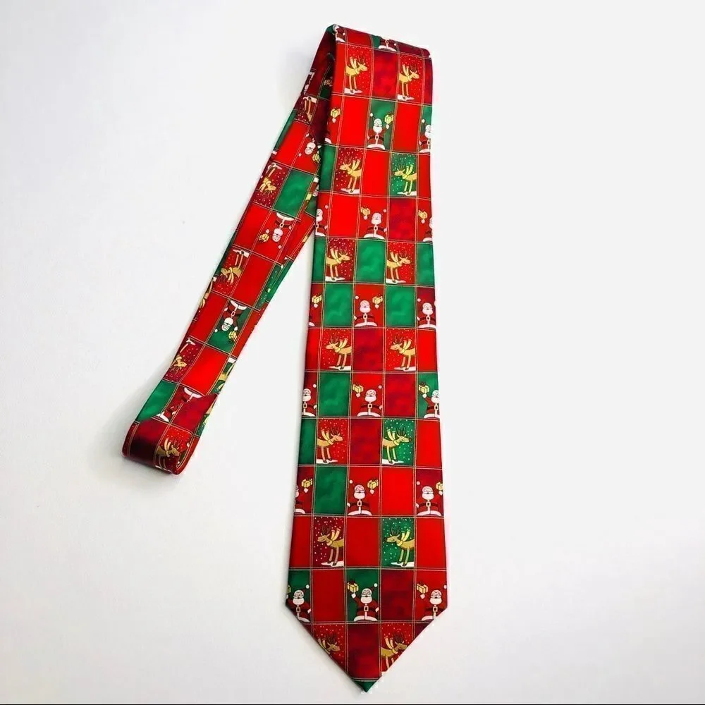 🎄Set of 2 Novelty Christmas Musical Ties – Red & Green Holiday Prints NOEL Santa